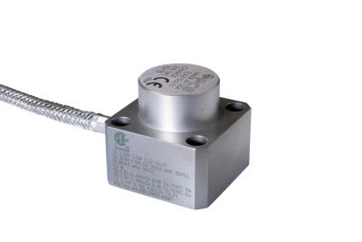 high temperature,intrinsically safe, charge mode accelerometer, 50 pc/g sensitivity, 900 degree f, integral hard-line cable terminating in mil connector